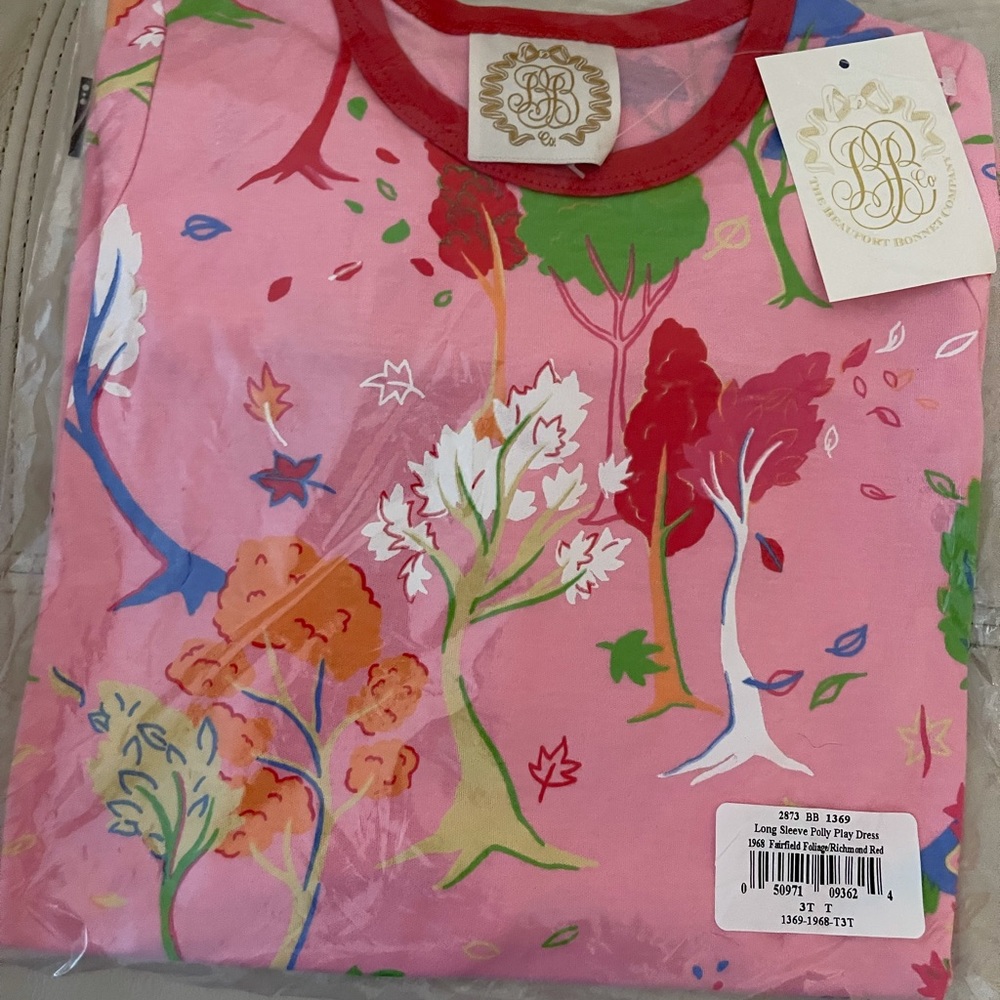 The Beaufort Bonnet Long Sleeve Polly Play Dress Fairfield Foliage 3T